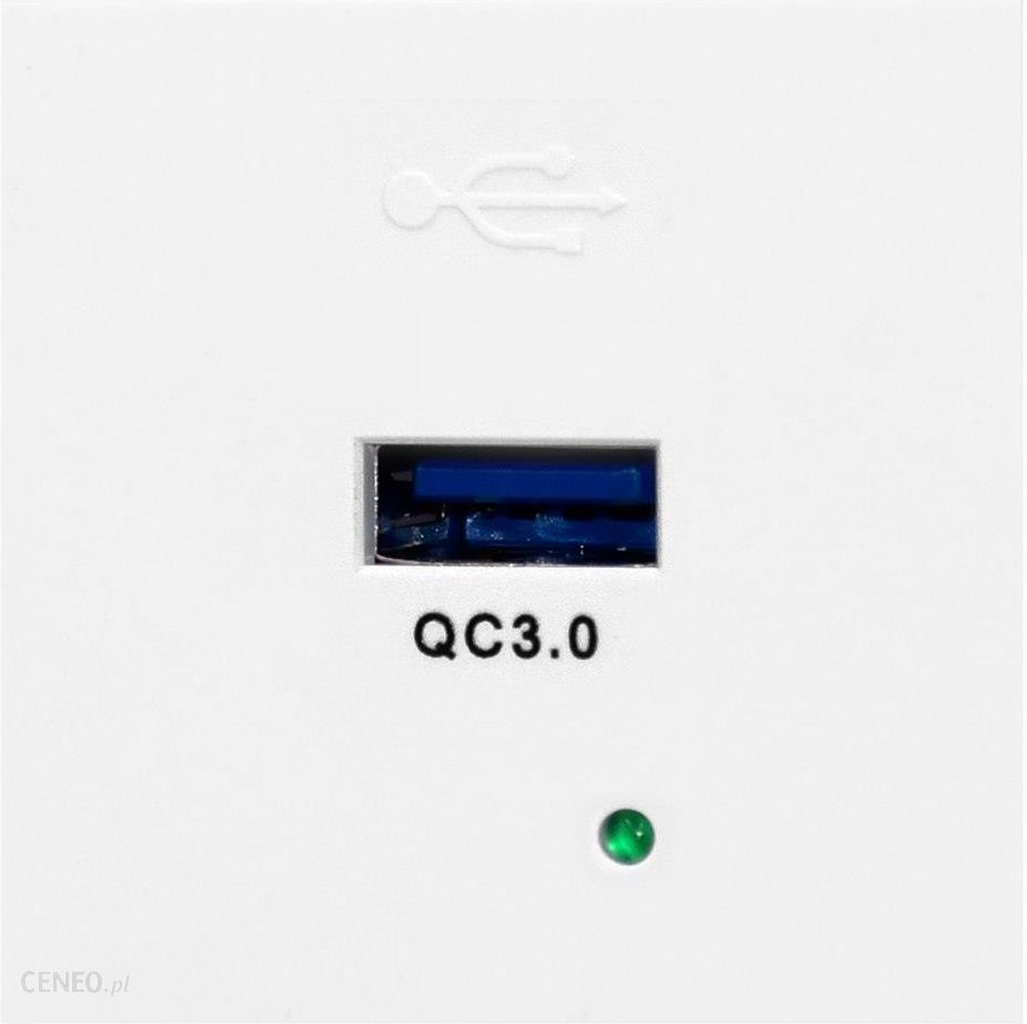 Orno Port modułowy 45x45mm z ładowarką USB quick charge 3A 5V 2A 9V 15A 12V biały NOEN (ORGM9010WUSBQ)